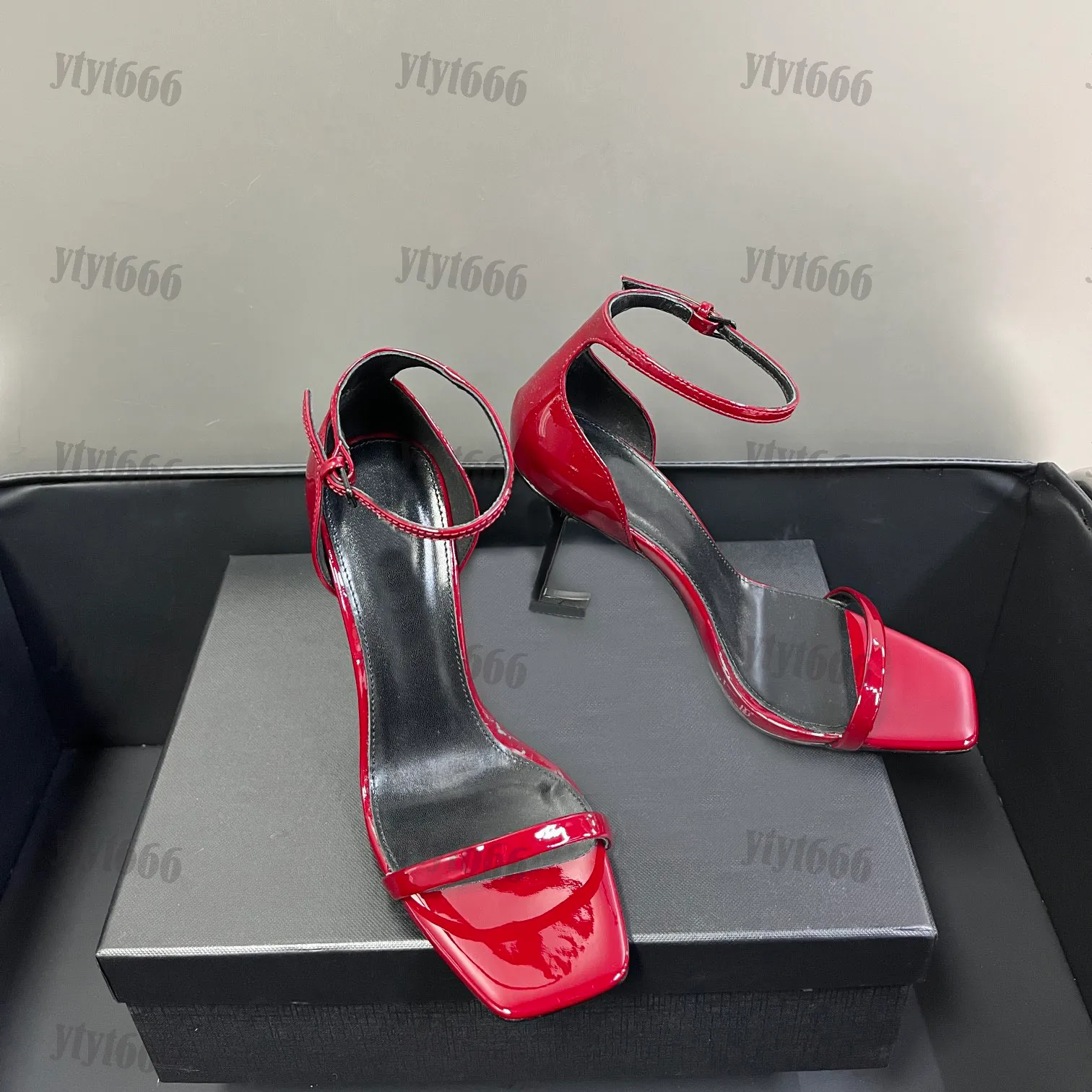 Ysl Heels Dhgate Women's Leather Asymmetric Buckle Strap Open Toe