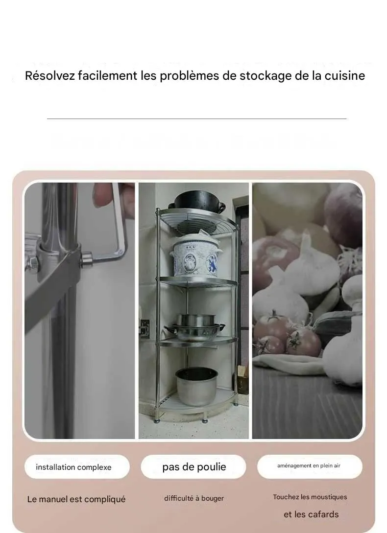 Lot 4 Étagères De Cuisine Empilables & Extensibles – Rangement Épices, Boîtes, Bols, Design Noir Métal