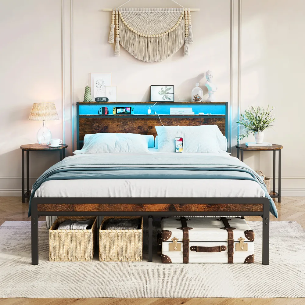 Struttura Letto King Size In Metallo Con Doghe Resistenti E Spazio Sottostante Senza Rete Necessaria Letto A Piattaforma Per Materasso 160x200 Cm Nero