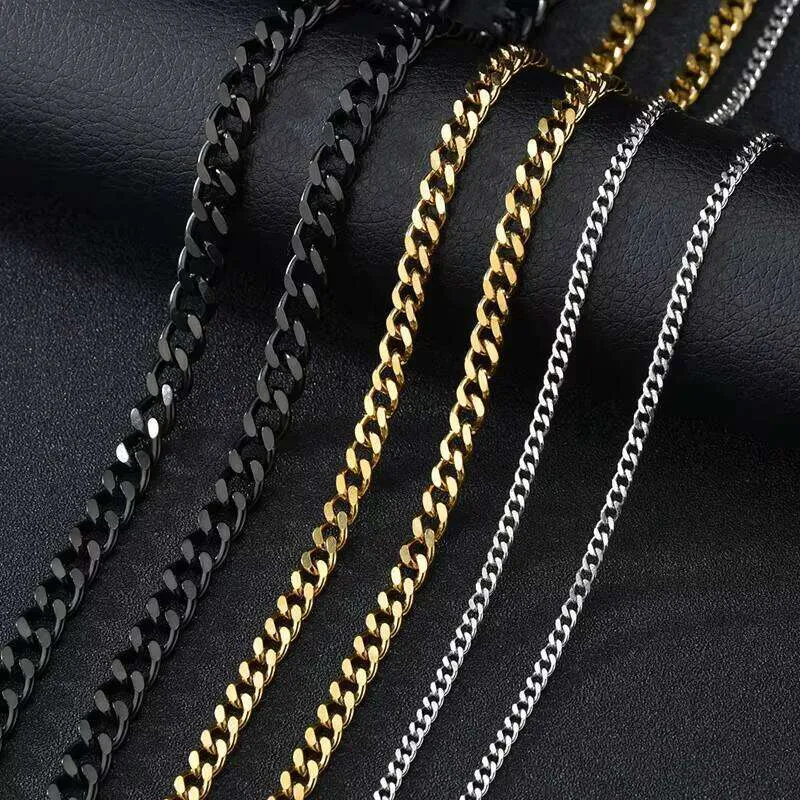 Hip Hop Cuban Curb Link Chains Mens Miami Stainless Steel Gold Chain Necklace Party Gift_voghion.com