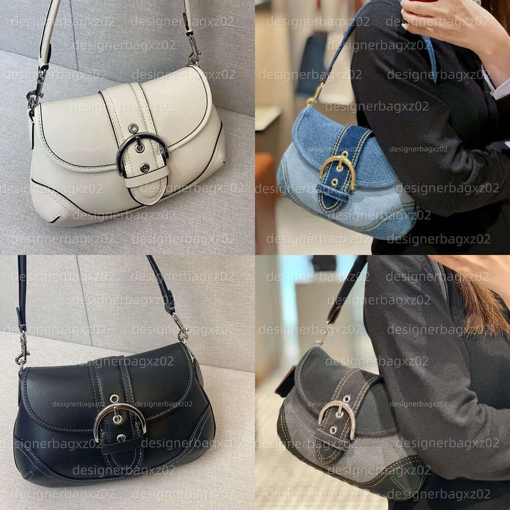 Coach Soho Denim Handbag Small Square Leather & From