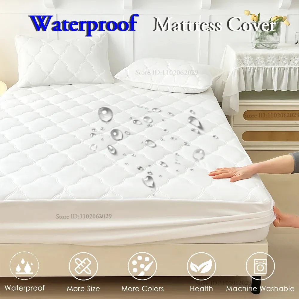 Waterproof King Size Mattress Protector – Fitted Bedsheet, Machine Washable, Polyurethane With White Finish