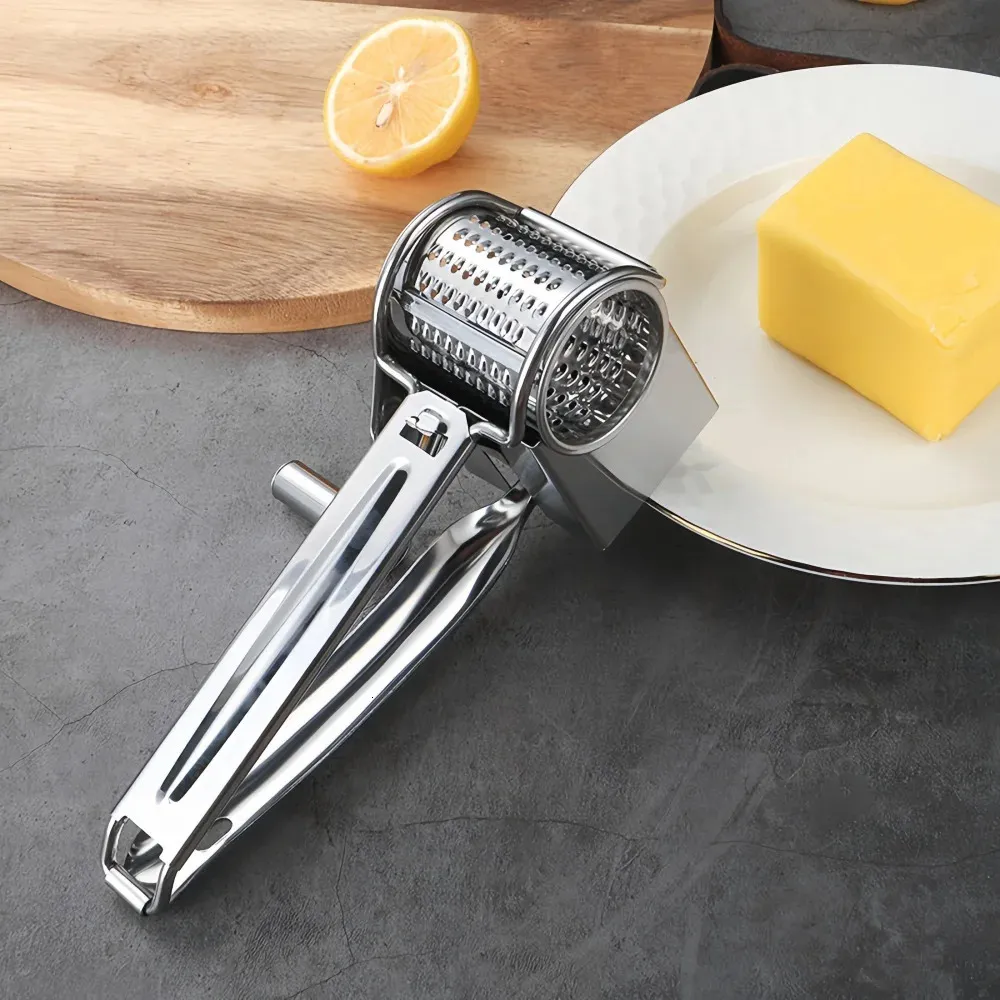 LWAIGMY 5-in-1 Rotations-Käsereibe – Mit 5 Klingen, Saugfuß, Manueller Kurbel Für Gemüse & Käse