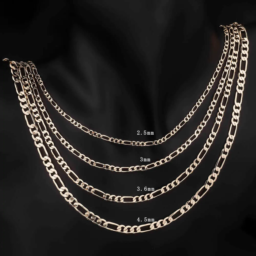 Hoogwaardige groothandel effen 14K vergulde Fla Figaro ketting ketting koperen imitatie sieraden voor dames en heren feest_voghion.com