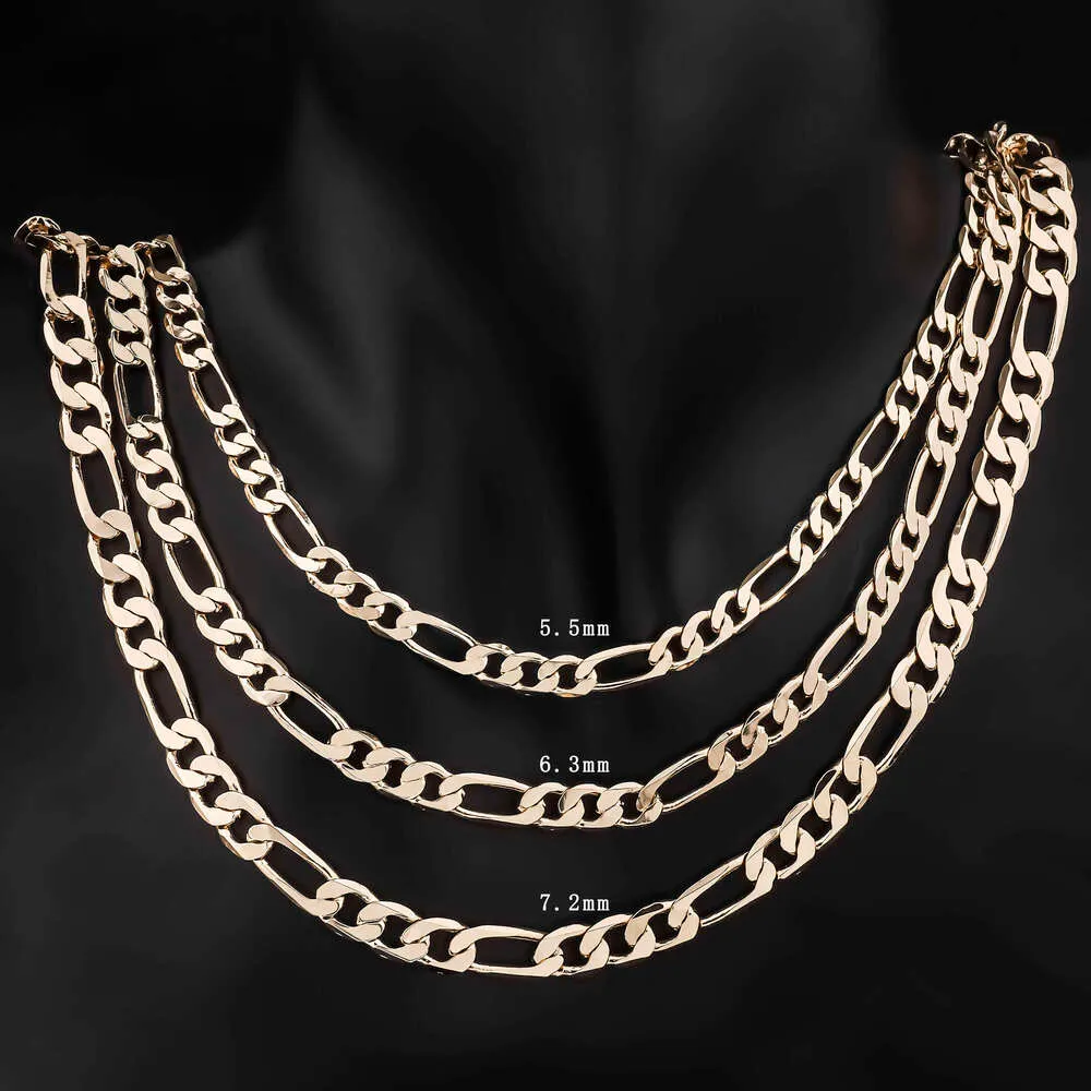 Hoogwaardige groothandel effen 14K vergulde Fla Figaro ketting ketting koperen imitatie sieraden voor dames en heren feest_voghion.com