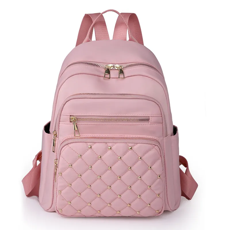 Leather diamond stitching rivet fashion backpack for women  display picture 1