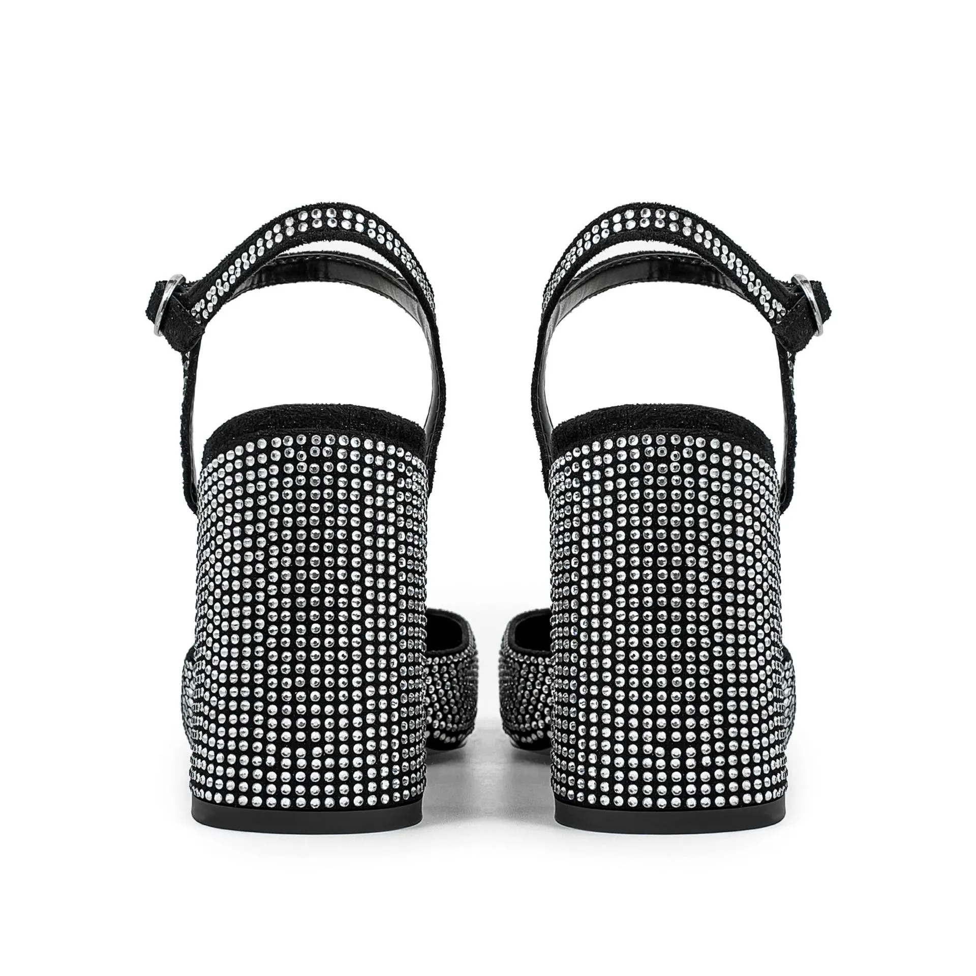 Women Square Toe Rhinestone Strap 5 5cm Block Heel Dress Sandals Adjustable Buckle Shoes 7 Color Options_voghion.com