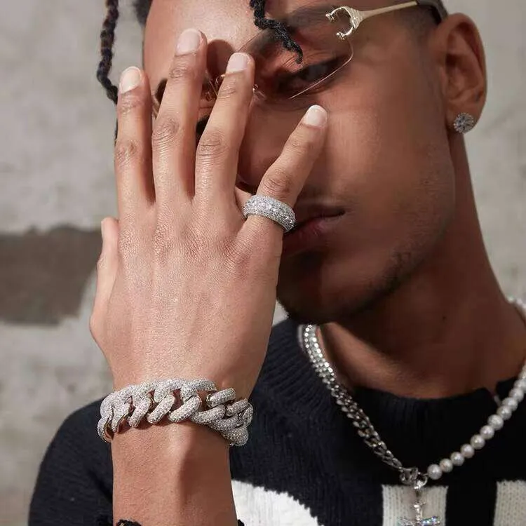 Moissanite Iced Out Ring Sterling Silver Hiphop Men Jewellery_voghion.com