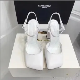Women's Square Toe Rhinestone Block Heel Sandals With Buckle_voghion.com