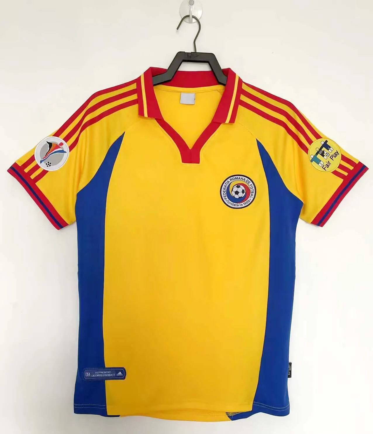 1994年　ルーマニア代表　ハジ　ユニフォーム　レプリカ　レトロ　サッカーシャツ Vintage Soccer Jersey Romania 1994 Hagi Retro From Adamathletic