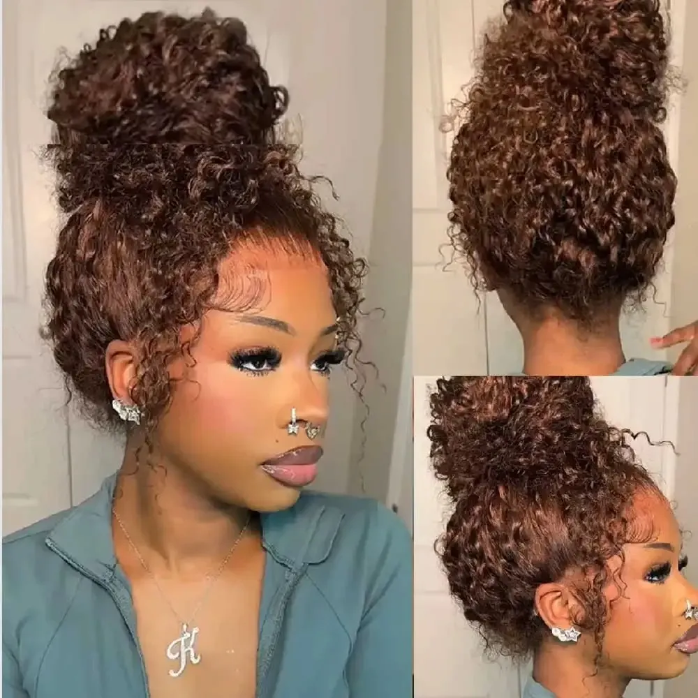 55% OFF Chocolate Brown Curly Wave 360 Full Lace Wig – Glueless, Heat‑Resistant, Wear‑And‑Go
