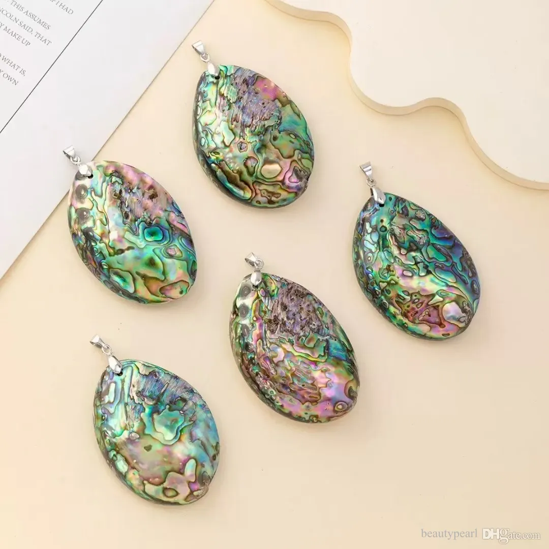 Gemstone Cabochon Necklace Diy Paua Abalone Shell Pendants For DIY