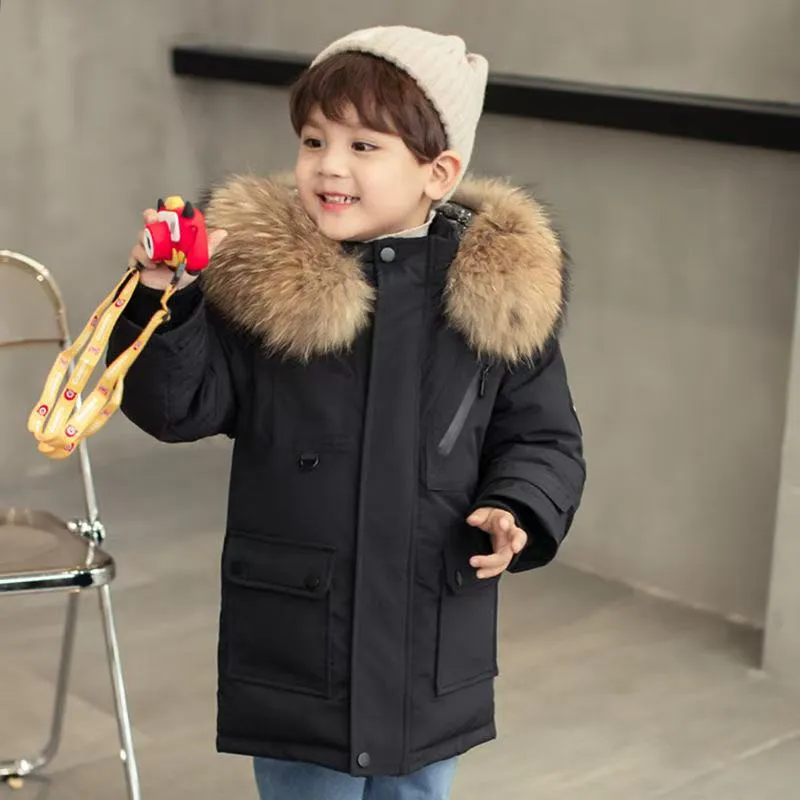 -30 Degree Children's Winter Jackets Big Boys Warm Winter Down Coat Thickening Outerwear