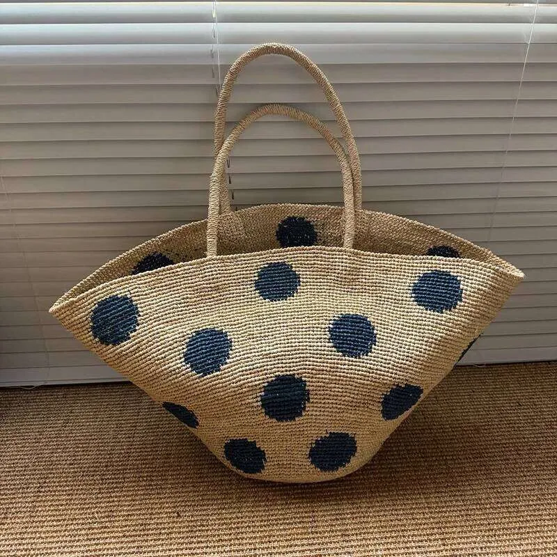 Natural Raffia Straw Tote Bag Large Capacity Casual Handbag For Women ...