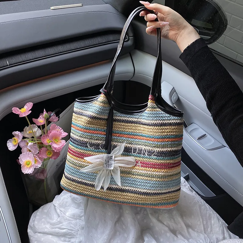 Niche Design Straw Tote Bag Large Capacity Woven Shoulder Bag For ...