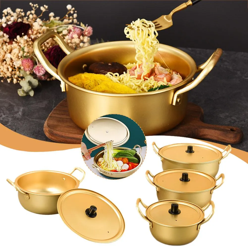 Y4A8 Instant Ramen Pot Korean Noodle Cooking Pot With Gold Aluminum ...