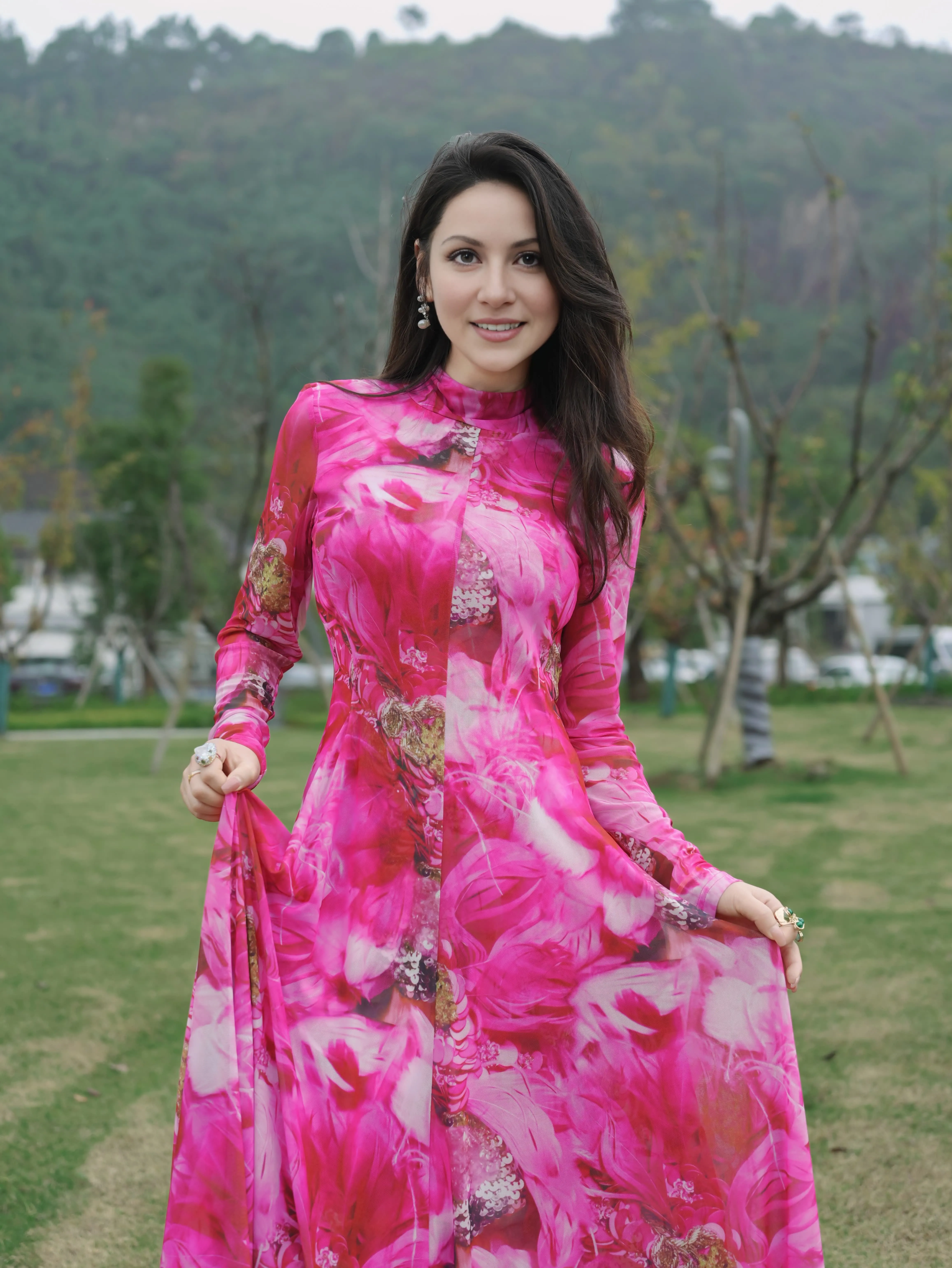 HZHJ Sakura Pink Beauty Dress - High Luxury Floral Design