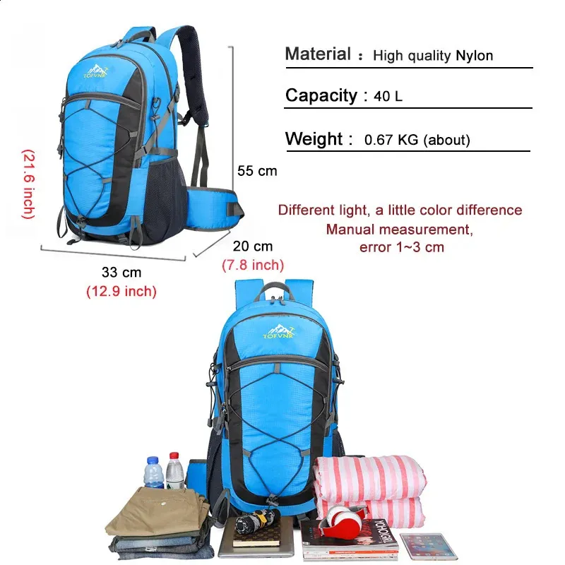 Outdoor Travel Backpack For Men Large Capacity Nylon Waterproof Camping Knapsack With Waist Protection Teen Hiking Male_voghion.com