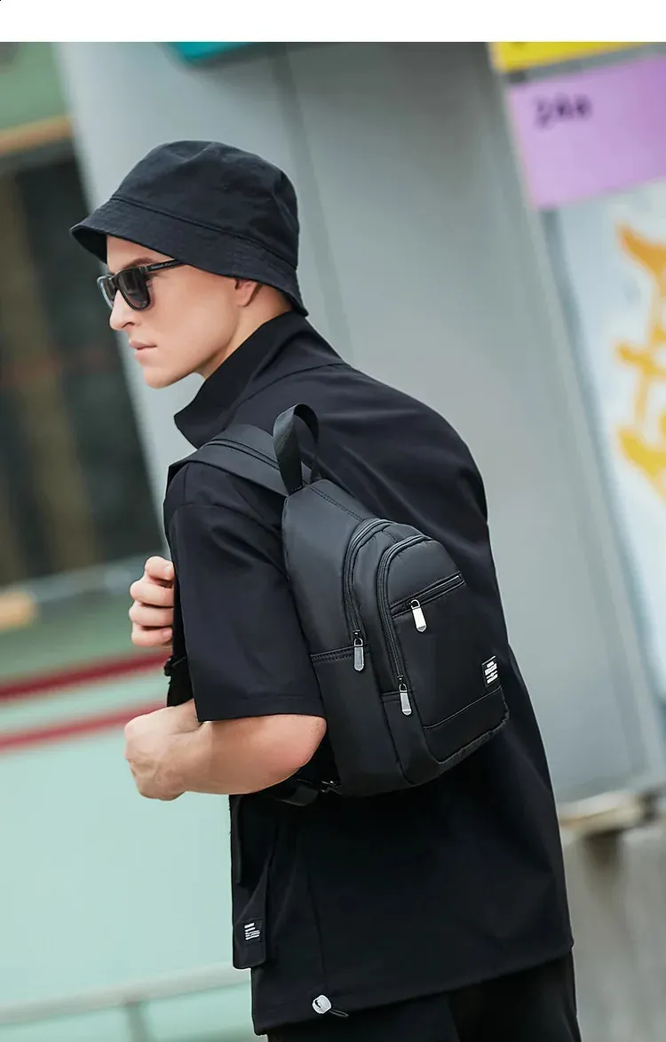 Casual Small Mens Backpack Lightweight Multi-function Chest Bag_voghion.com