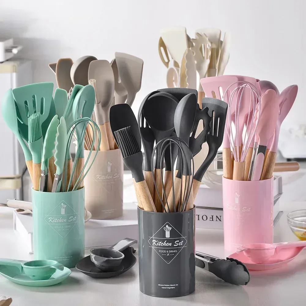 Silicone Kitchen Utensils Set   Food Grade... 