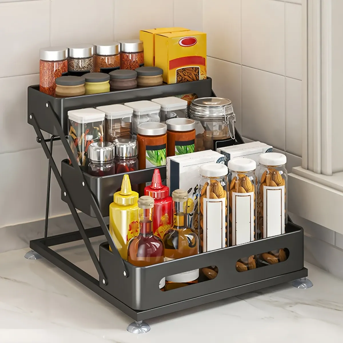 3 Tier Foldable Cast Iron Spice Rack Safety Rails... From Dh4402004 ...
