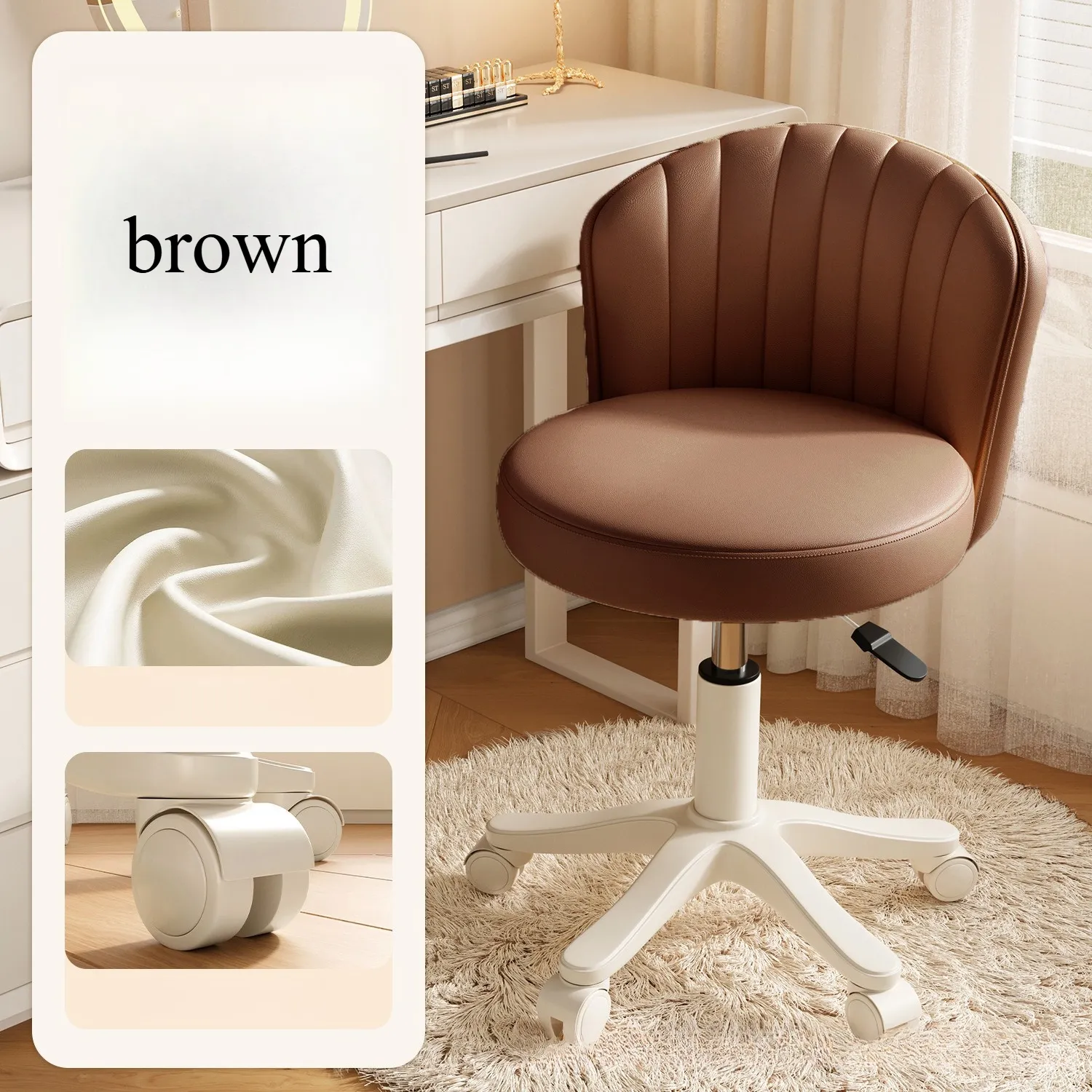 360 Rotating Chair Height Adjustable Makeup Stool Bedroom Dressing Table  Chair With Wheels Backrest Chair Leather Vanity Chair From 73,65  | DHgate