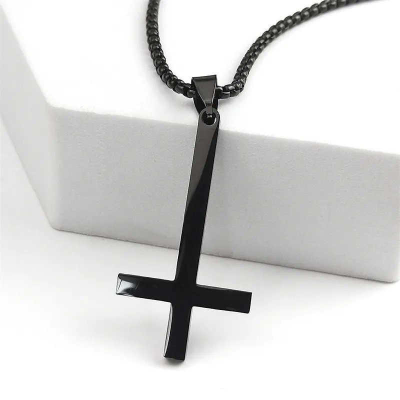 Stainless Steel Inverted Cross Black Cross Necklace... From Ycbest, $25 ...