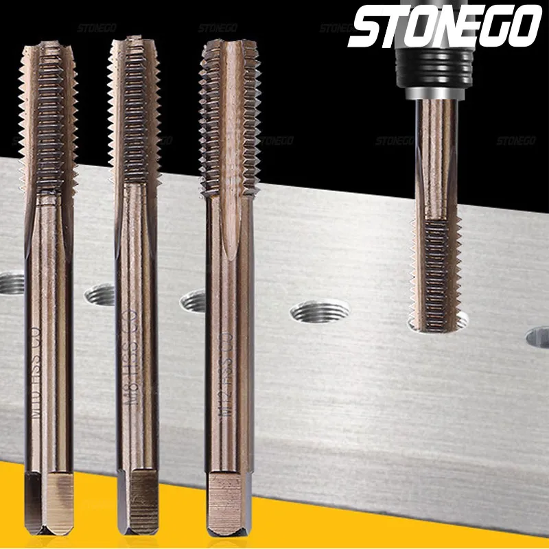 Uxcell 6 Pieces Metric Spiral Flute Thread Taps M8 X 1.25 H2 Nitride Coated Screw Threading Tap Tapping Tools