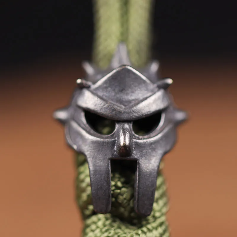 Brass Spartan Roman Helmet Bead Angular Knife Lanyard Pendant For