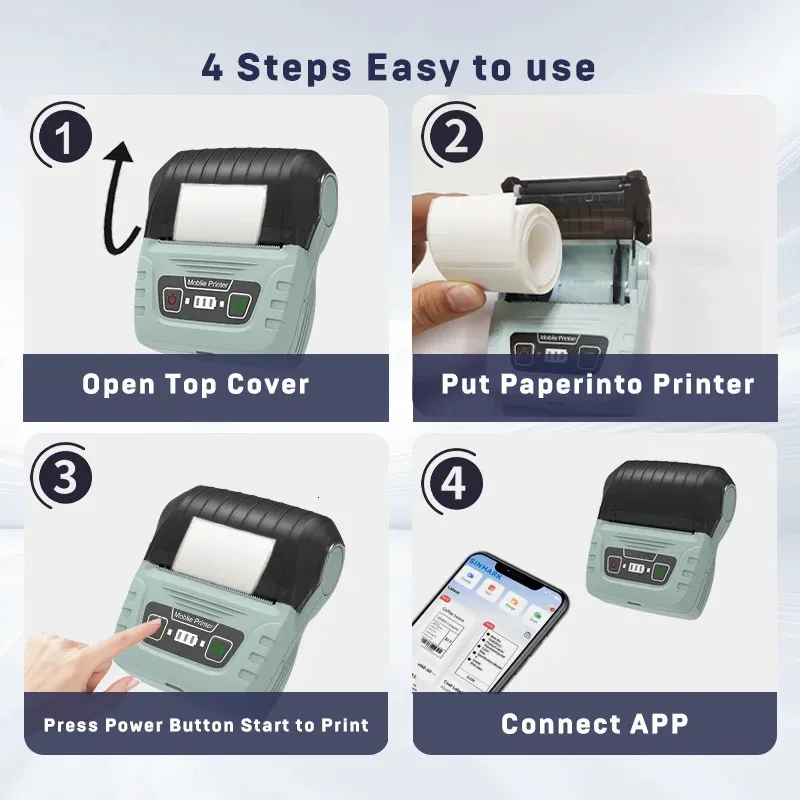 Bluetooth Mini Stampante Mini Stampante Termica Portatile | Bluetooth, Senza Inchiostro | Per Foto, Etichette, Appunti Stampante Termica Bluetooth - Foto 6