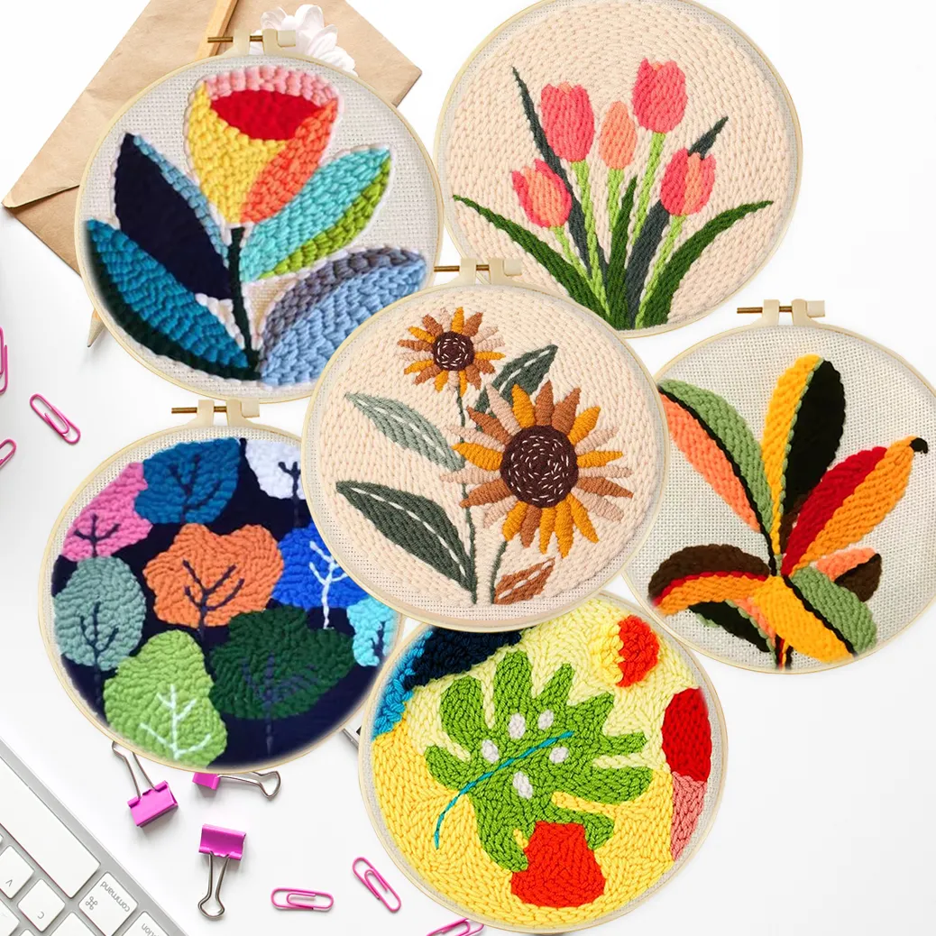 DIY Punch Needle Embroidery Kit Floral Yarn Tufting... From Dh4402004 ...