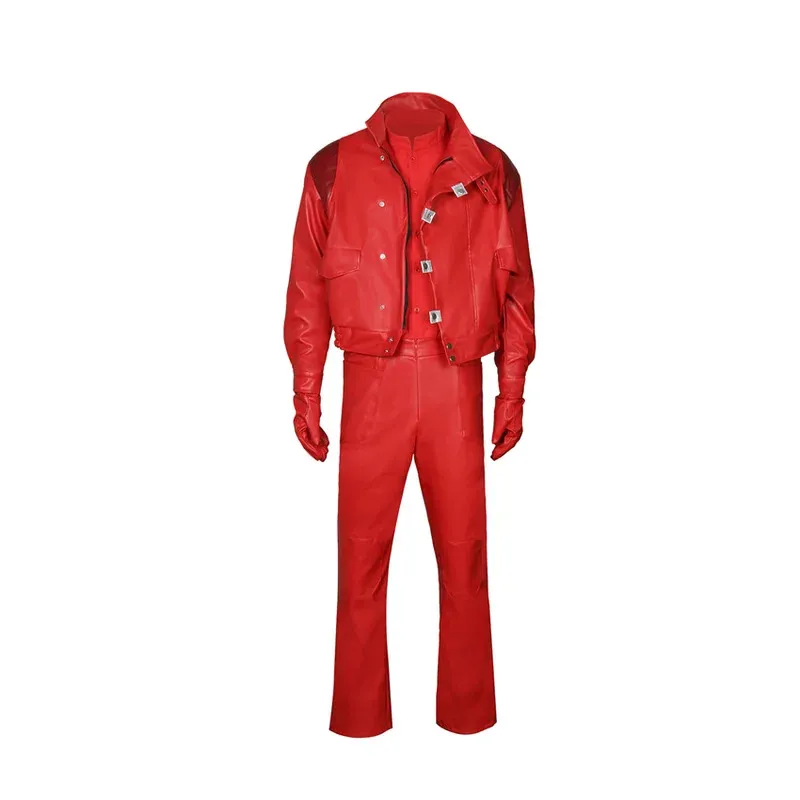 Unisex Polyester Faux Leather Akira Cosplay Coat And Pants Set