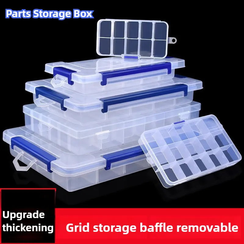 Small Rectangular Bit Case Clear Plastic Multi Grid Storage Box Rectangular Organizer Case For ...
