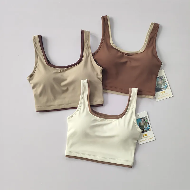 Contrast U Shaped Sports Bra For Women   Gathered... 