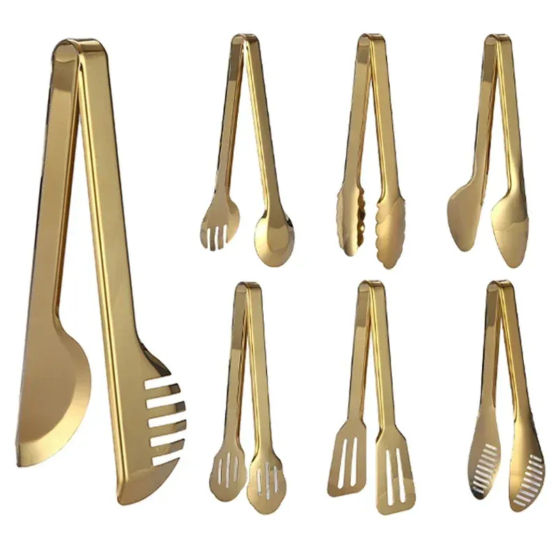 Stainless Steel Gold Kitchen BBQ Tongs Multiple... 