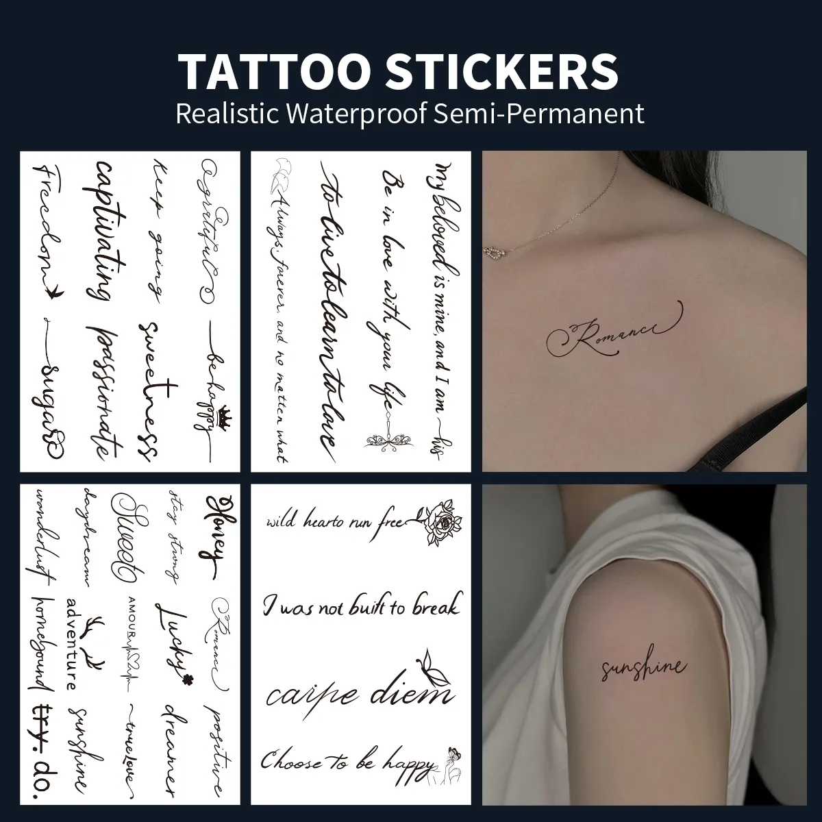 Tatouages Temporaires "I Need" Avec Lettres Anglaises - Imperméables, Autocollants, Neufs