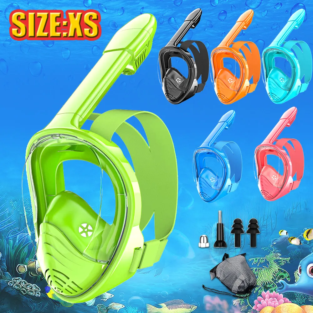 Kids Full Face Snorkel Masks Wide View Anti Fog Anti Leak Diving Masks ...