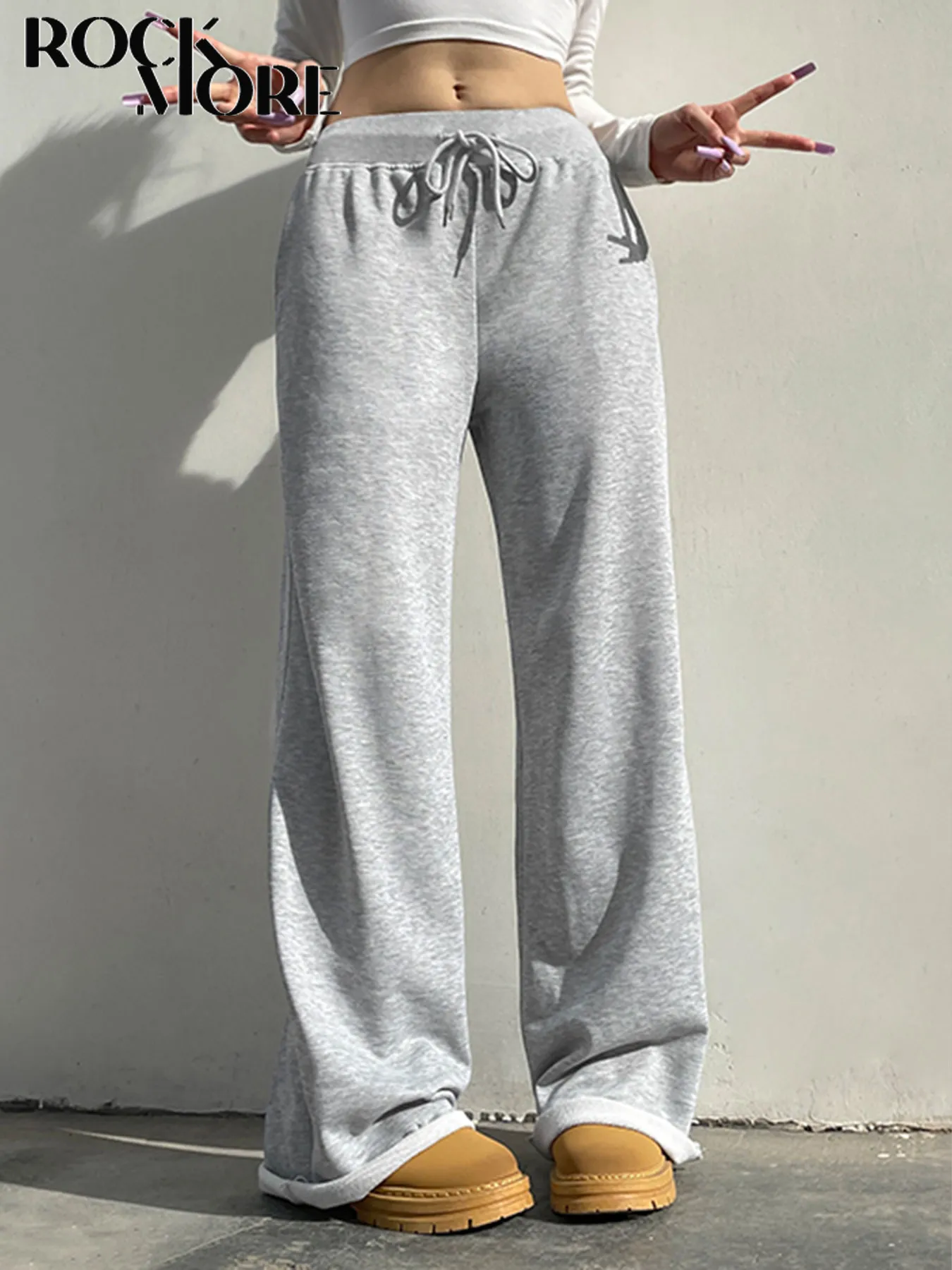 Risparmia alla grande su Pantaloni Da Streetwear Coreani Pantaloni Della  Tuta Grigia Casual Rockmore Da Donna Di Base Pantaloni Sportivi Larghi  Dritti