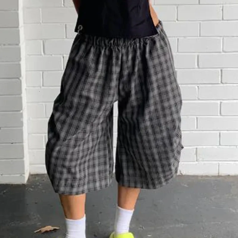 Cyber Grunge Plaid Cargo Shorts 2000s Retro Print | DHgate