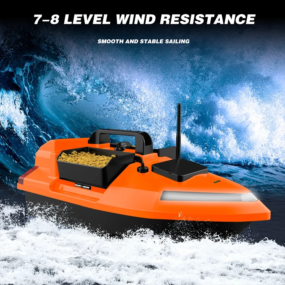Bateau Amorceur RC Double Moteur – 500 M De Portée, Batterie 12 000 MAh, Pour Pêche De Nuit