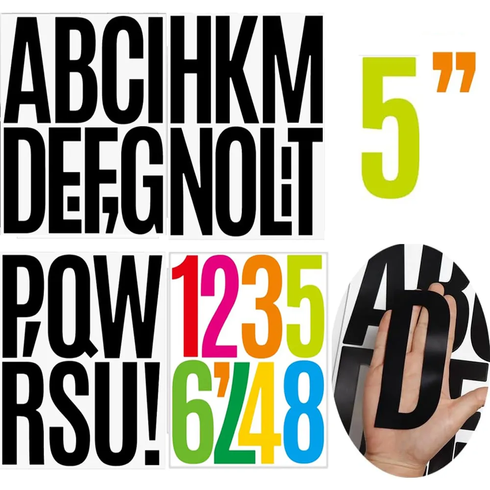 Big Letter Number Stickers 5 Inch Vinyl Self Adhesive Address Decals ...