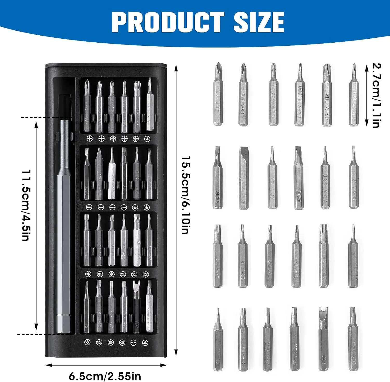 Set De 3 Tournevis Cruciformes – Inox, Double Usage, étui, Pour Petits Projets