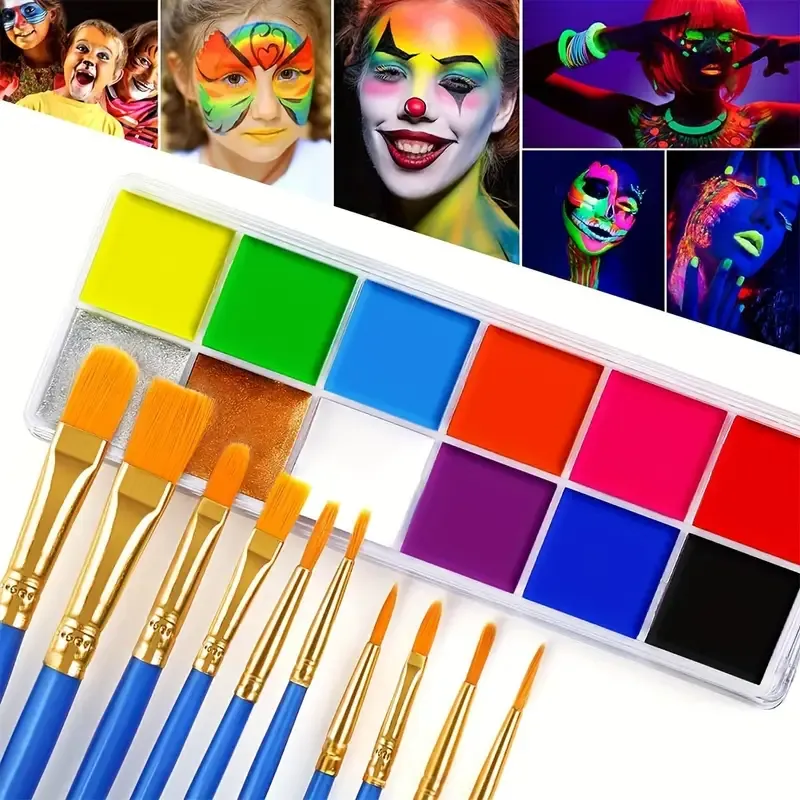 UV Glow Face Paint Kit Long Lasting Neon Fluorescent Palette With ...