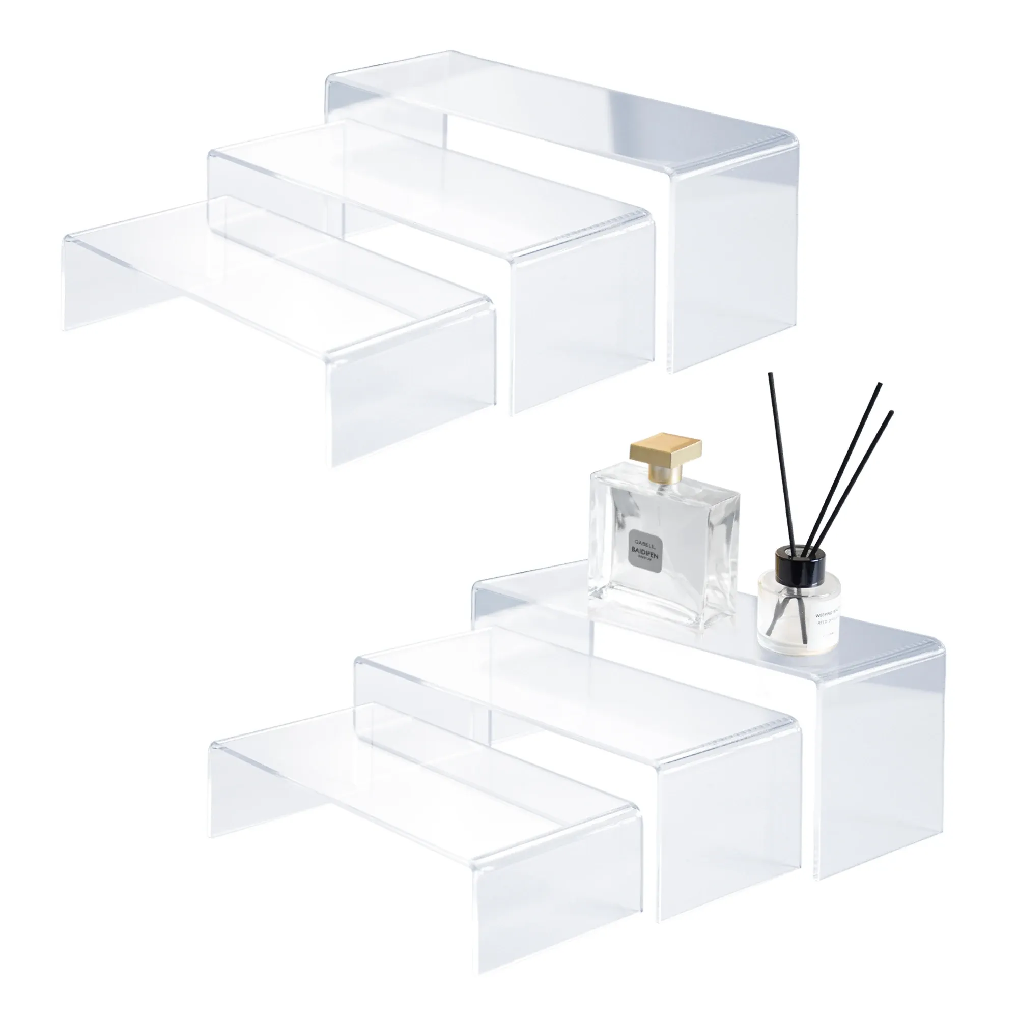 3 Tier Clear Acrylic Display Risers Versatile Stands For Figures ...