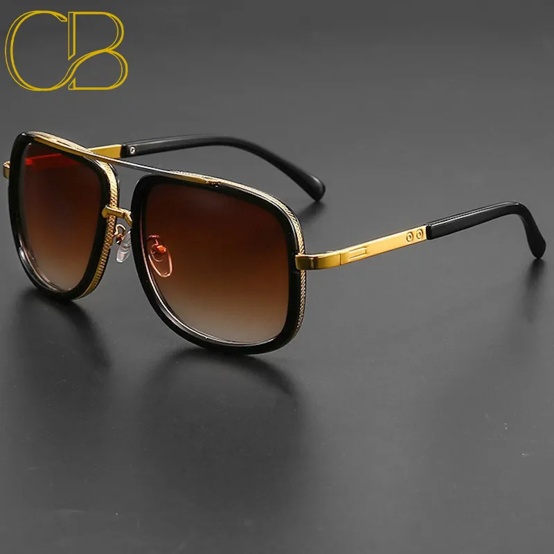 CB Steampunk Oversized Square Sunglasses – Luxury Metal Frame, UV400 Mirror Lenses, 60% OFF