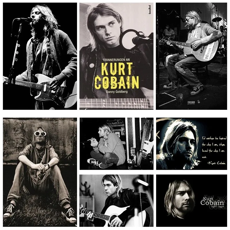 Black And White Retro Kurt Cobain Canvas Posters ... From Dhmallqueen ...