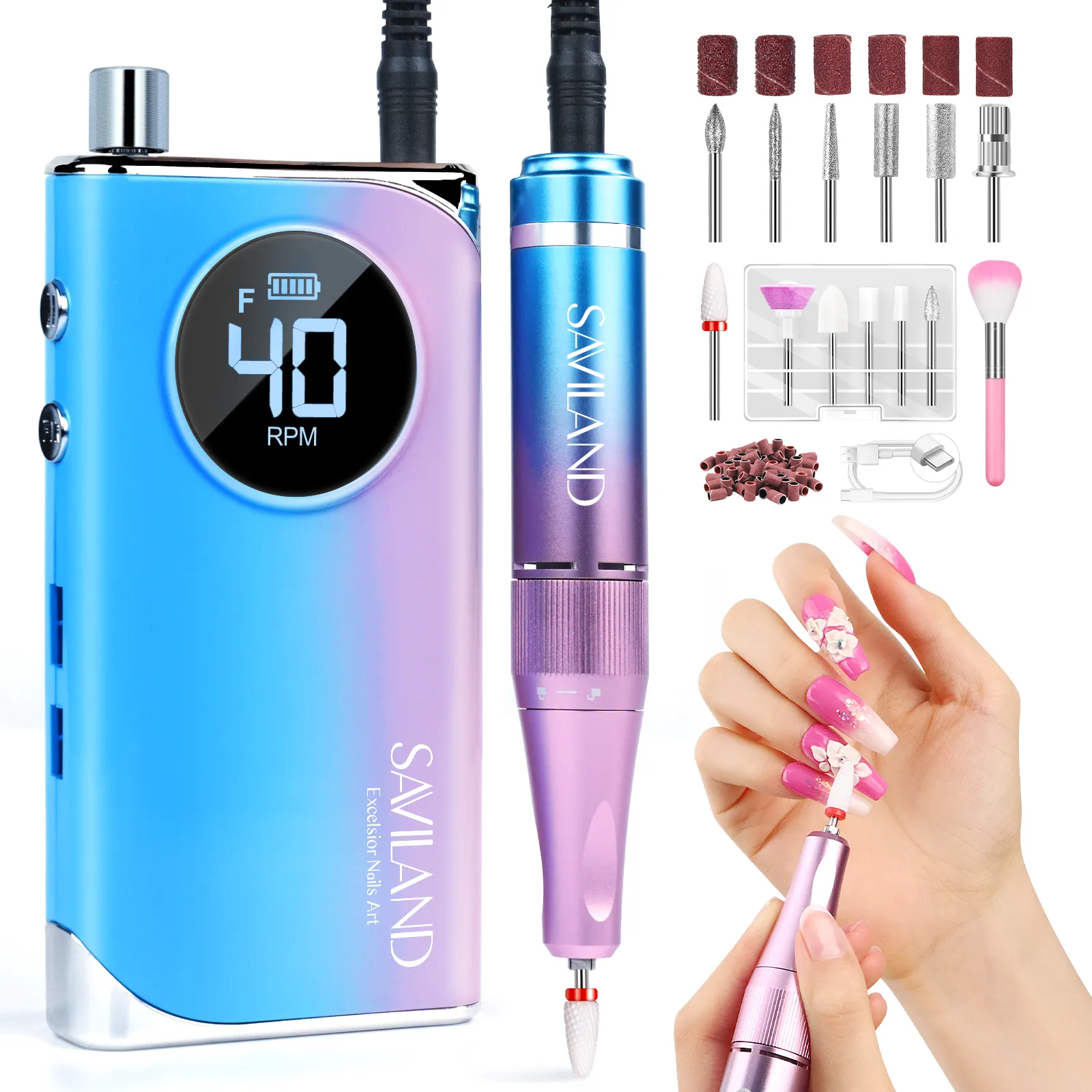 SAVILAND 4000000RPM Máquina De Listas De Uñas Recargables De Uñas