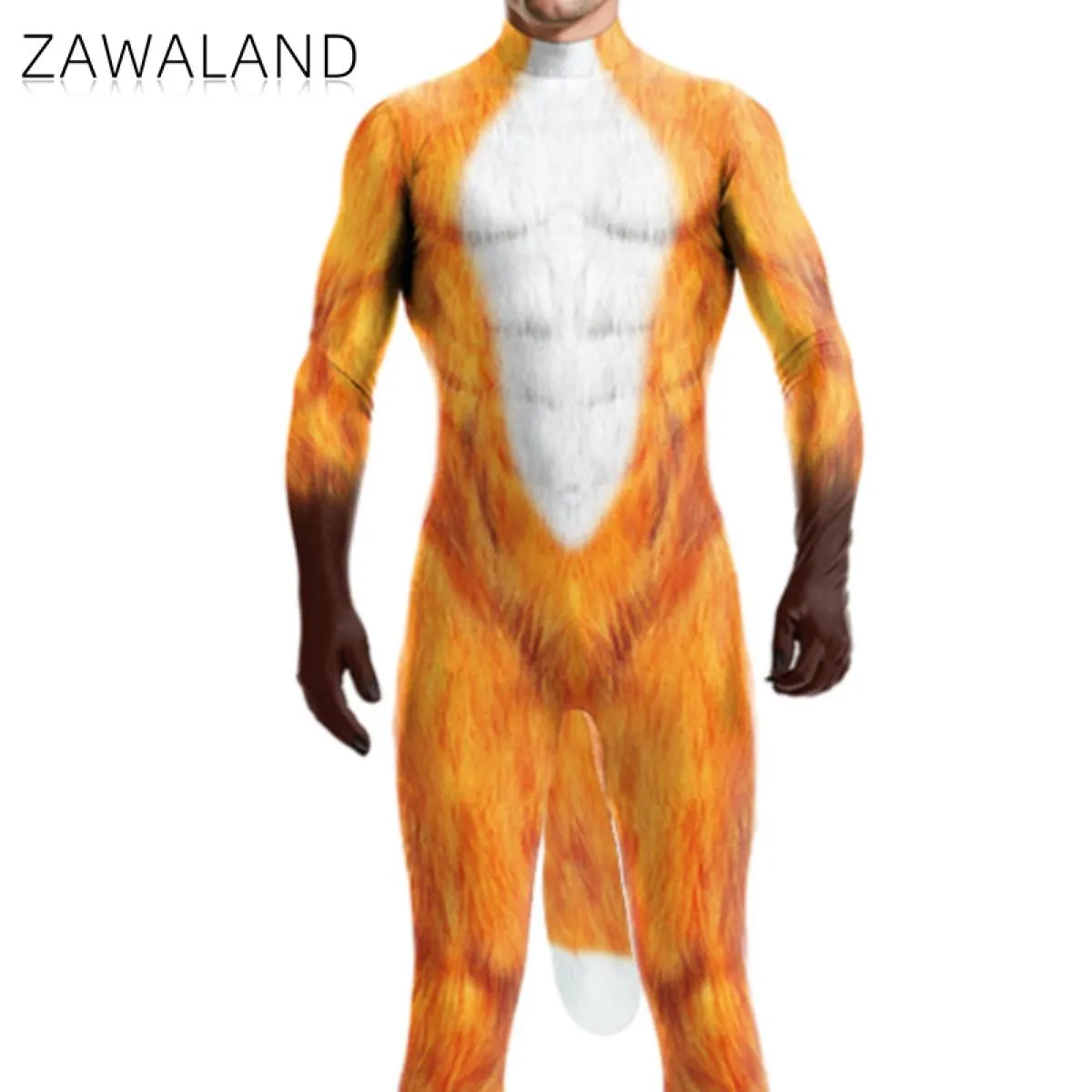 Zawaland Fox Furry Petsuits For Men Animal Full Bodysuit With Tail