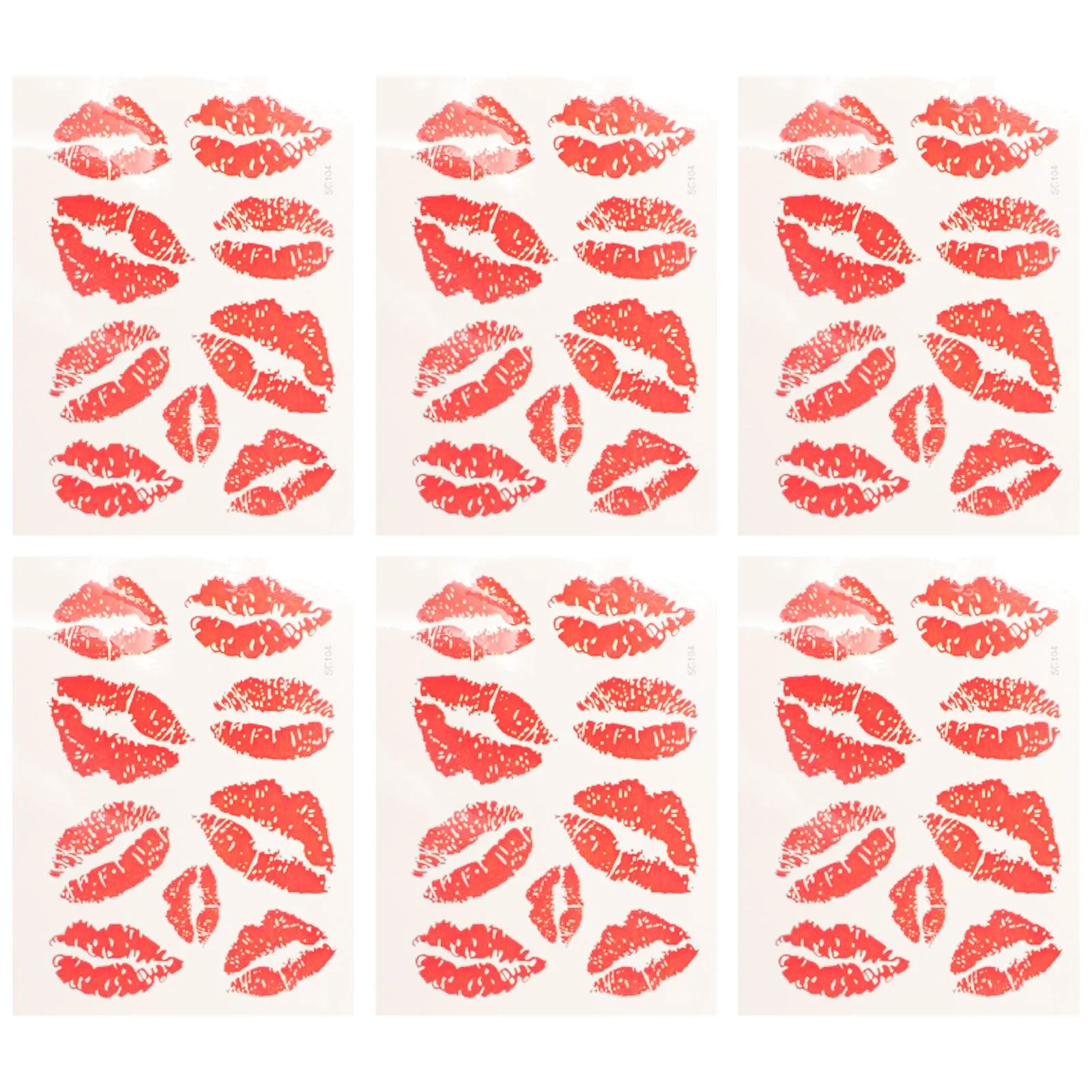 Set Of 6 Red Lip Tattoo Kiss Stickers Temporary... From Dh912603111 ...