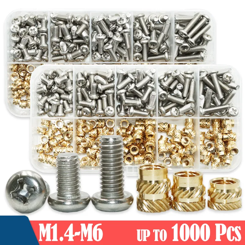 Brass Threaded Heat Set Inserts Kit With Hex Allen Screws M2 M3 M4 ...
